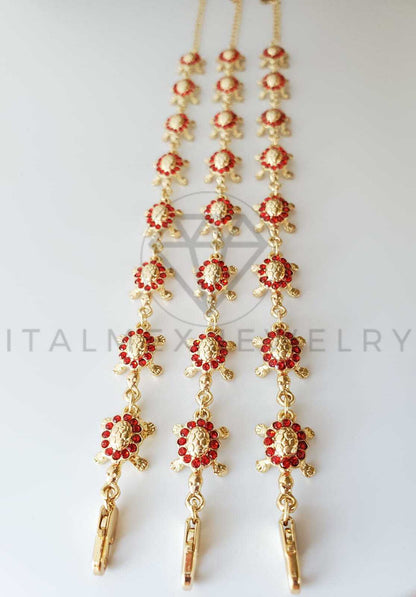 Pulsera de Lujo - 100195 - Diseño Tortugas CZ Roja Oro Laminado 18K