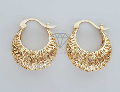 Arete Elegante - 100285 - Estilo Canasta Virgen Oro Laminado 18K