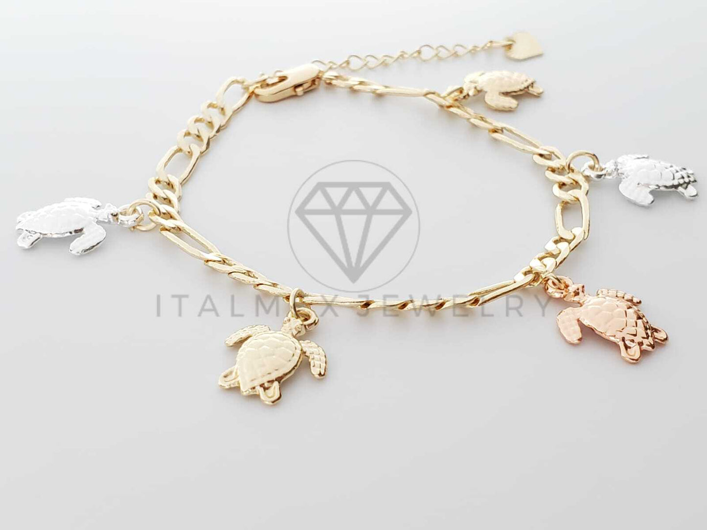 Pulsera Elegante - 100155 - Diseño de Tortugas de Mar de 3 Colores Oro Laminado 18K
