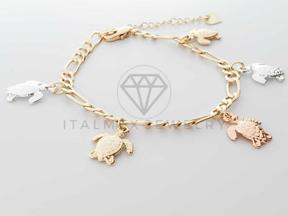Pulsera Elegante - 100155 - Diseño de Tortugas de Mar de 3 Colores Oro Laminado 18K