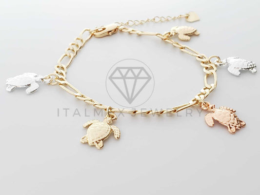 Pulsera Elegante - 100155 - Diseño de Tortugas de Mar de 3 Colores Oro Laminado 18K