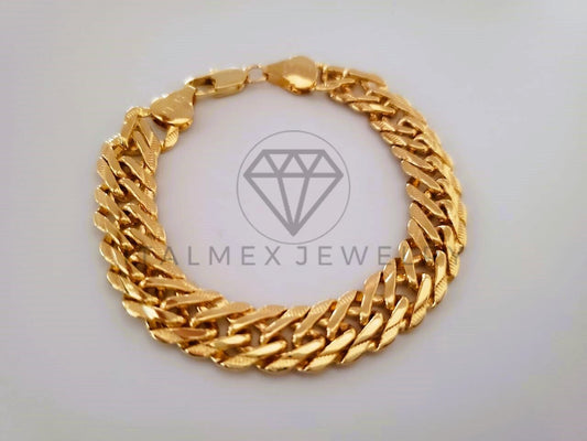 Pulsera de Lujo - 104420 - Diseño Double Link 10mm/7 Pulgadas Oro Laminado 18K