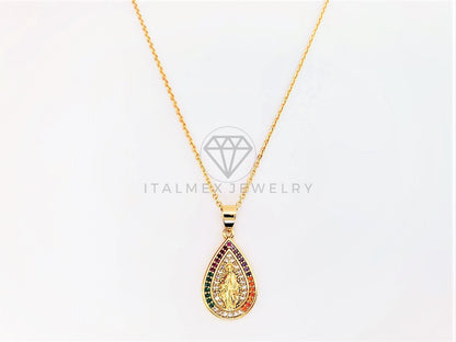 Collar Elegante - 103140 - Collar Virgen de Guadalupe CZ Color Oro Laminado 18K