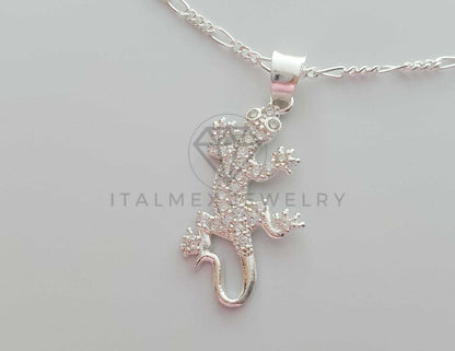 Dije No Religioso - 101923 - Diseño Lagartija CZ Clara Plata Fina .925