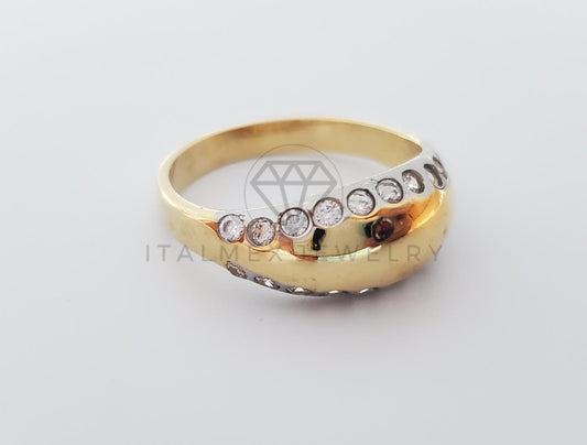 Anillo Dama de Lujo -101589 - Diseño Liso con CZ Clara Oro Laminado 18K