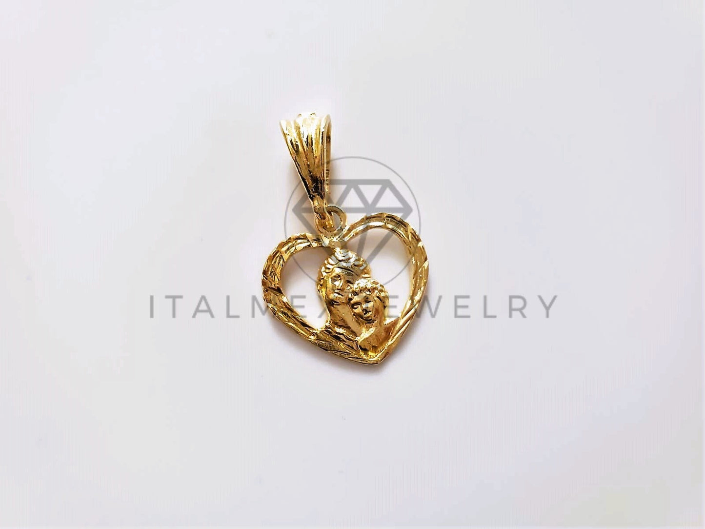Dije de Lujo - 104185 - Dije Corazón Madre e Hijo Oro Laminado 18K