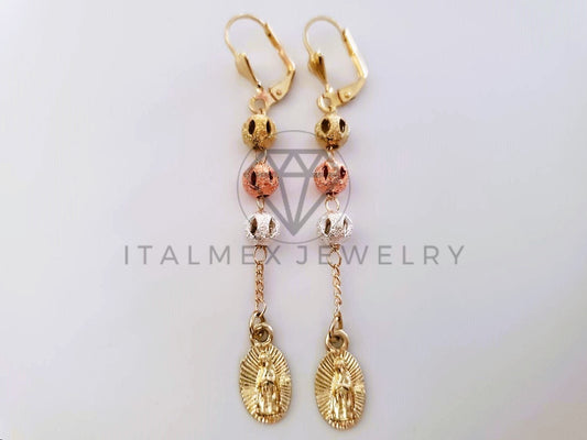 Arete de Lujo - 104611 - Arete Largo diseño de Rosario Virgen Oro Laminado 18K