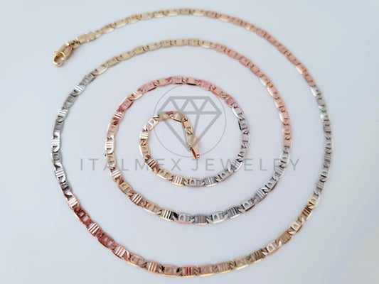 Cadena Clásica - 104932 - Estilo Gucci Corazon 3mm/24" Florentina Oro Laminado 18K