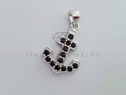 Dije No Religioso - 105162 - Dije Ancla Marinera Circonia Negra Plata .925