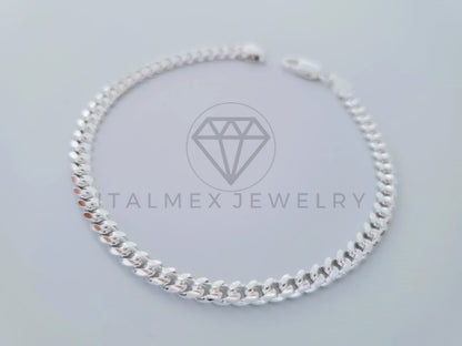 Pulsera de Lujo - 104825 - Diseño Cubana Miami 4mm/8" Plata Fina .925