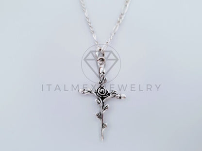 Dije Religioso - 104833 - Dije Cruz de Rosas Chico Plata .925