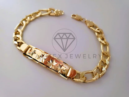 Pulsera Elegante - 104481 - Esclava Placa con Estrella 8"/8mm Oro Laminado 18K