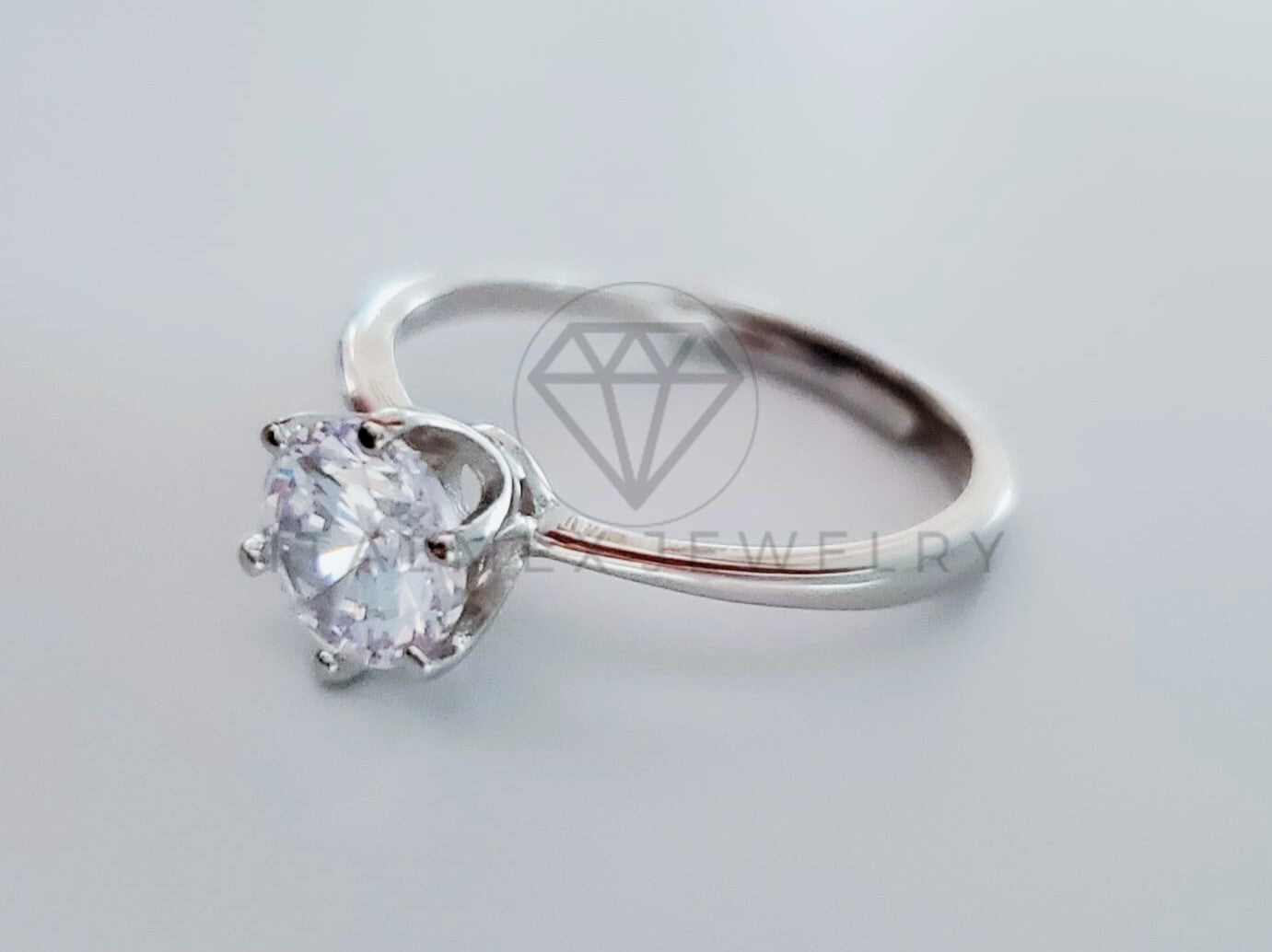 Anillo de Dama - 104740 - Anillo Solitario Circonia Clara 7mm Plata .925