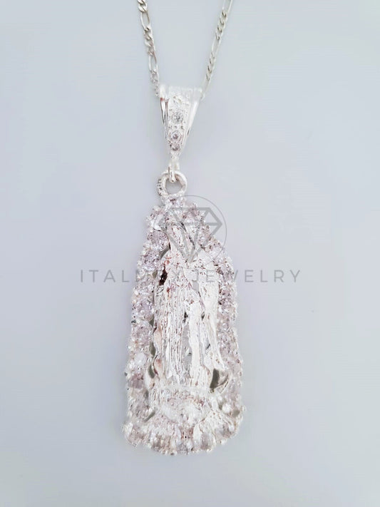 Dije Religioso - 104812 - Dije Virgen de Guadalupe CZ Clara Grande Plata .925