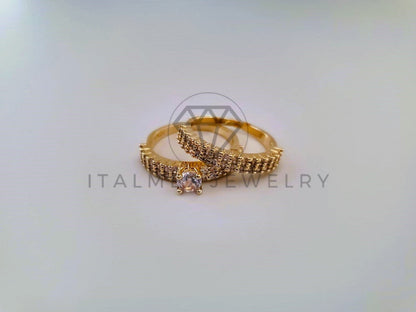Anillo Dama de Lujo - 104557 - Diseño Alianza CZ Clara Oro Laminado 18K