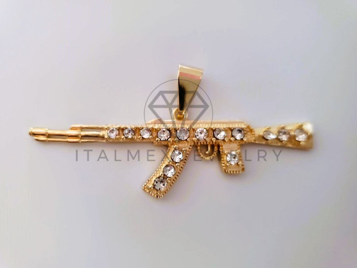Dije Elegante - 104598 - Estilo AK 47 CZ Clara Oro Laminado 18K