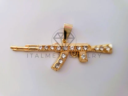 Dije Elegante - 104598 - Estilo AK 47 CZ Clara Oro Laminado 18K