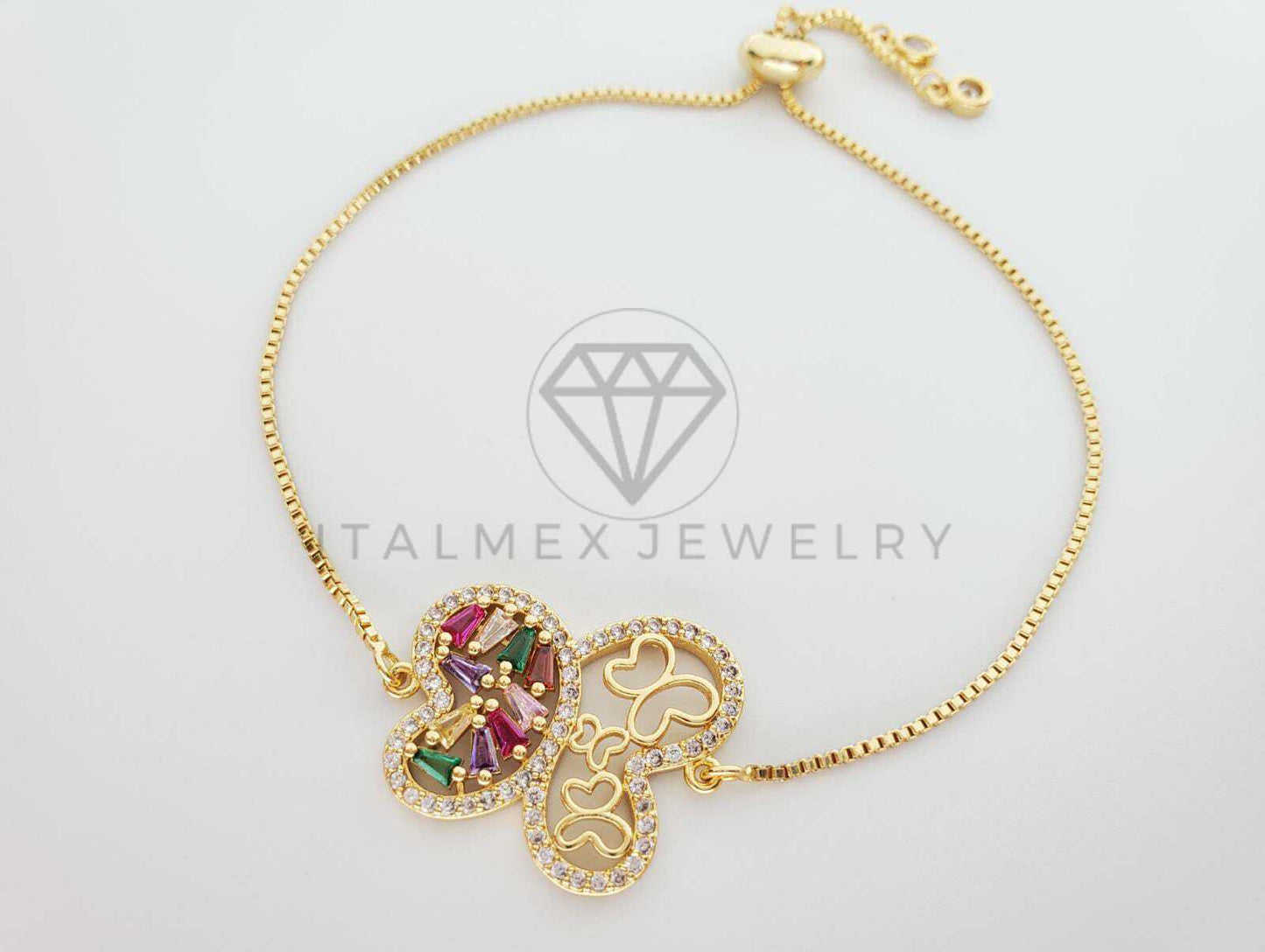 Pulsera Ajustable - 101622 - Diseño de Mariposa CZ Color Oro Laminado 18K