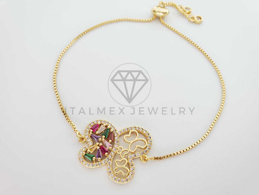 Pulsera Ajustable - 101622 - Diseño de Mariposa CZ Color Oro Laminado 18K