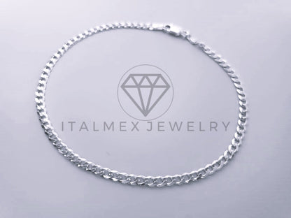 Tobillera Clasica - 104281 - Diseño Cubana 3.4mm/9" Plata .925
