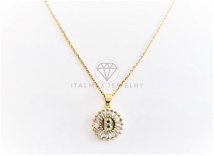 Collar Elegante - 102612 - Collar Inicial "B" Con CZ Clara Oro Laminado 18K