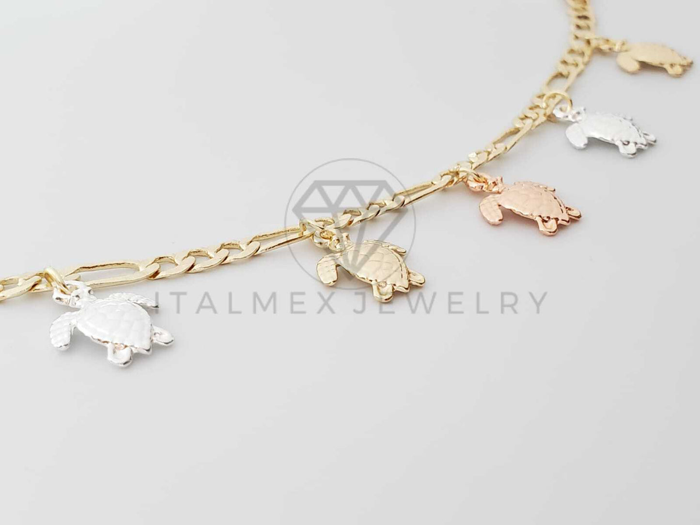 Pulsera Elegante - 100155 - Diseño de Tortugas de Mar de 3 Colores Oro Laminado 18K