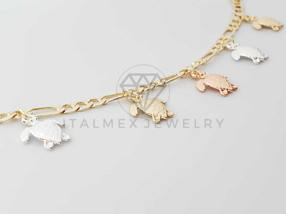 Pulsera Elegante - 100155 - Diseño de Tortugas de Mar de 3 Colores Oro Laminado 18K