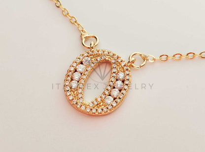 Collar Elegante - 101422 - Collar Inicial "O" Con CZ Clara Oro Laminado 18K