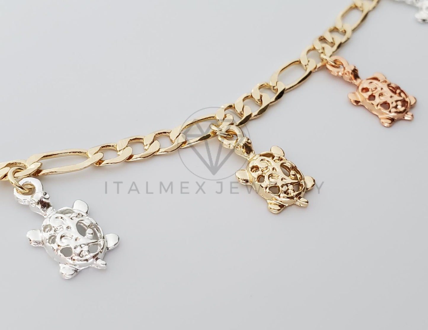 Pulsera Elegante - 100160 - Diseño de Tortugas de 3 Colores Oro Laminado 18K