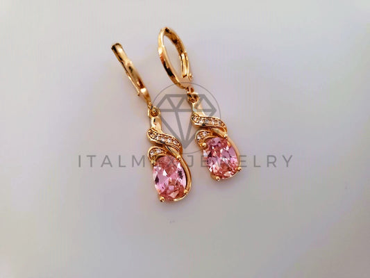 Arete de Lujo - 104350 - Diseño de Gota CZ Rosa Oro Laminado 18K