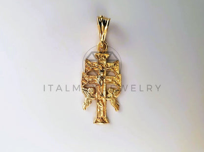Dije Religioso - 104198 - Cruz de Caravaca Tamaño Chica Oro Laminado 18K