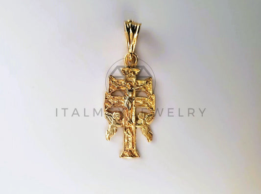 Dije Religioso - 104198 - Cruz de Caravaca Tamaño Chica Oro Laminado 18K