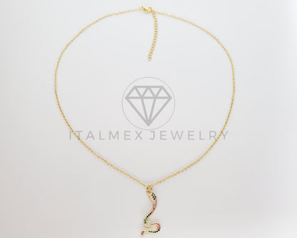 Collar Elegante - 101309 - Collar Serpiente CZ Colores Oro Laminado 18K