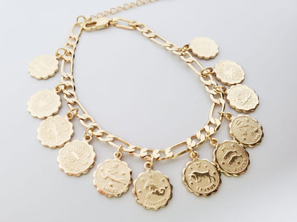Zodiac Coin Design | 18K Gold-Plated Bracelet