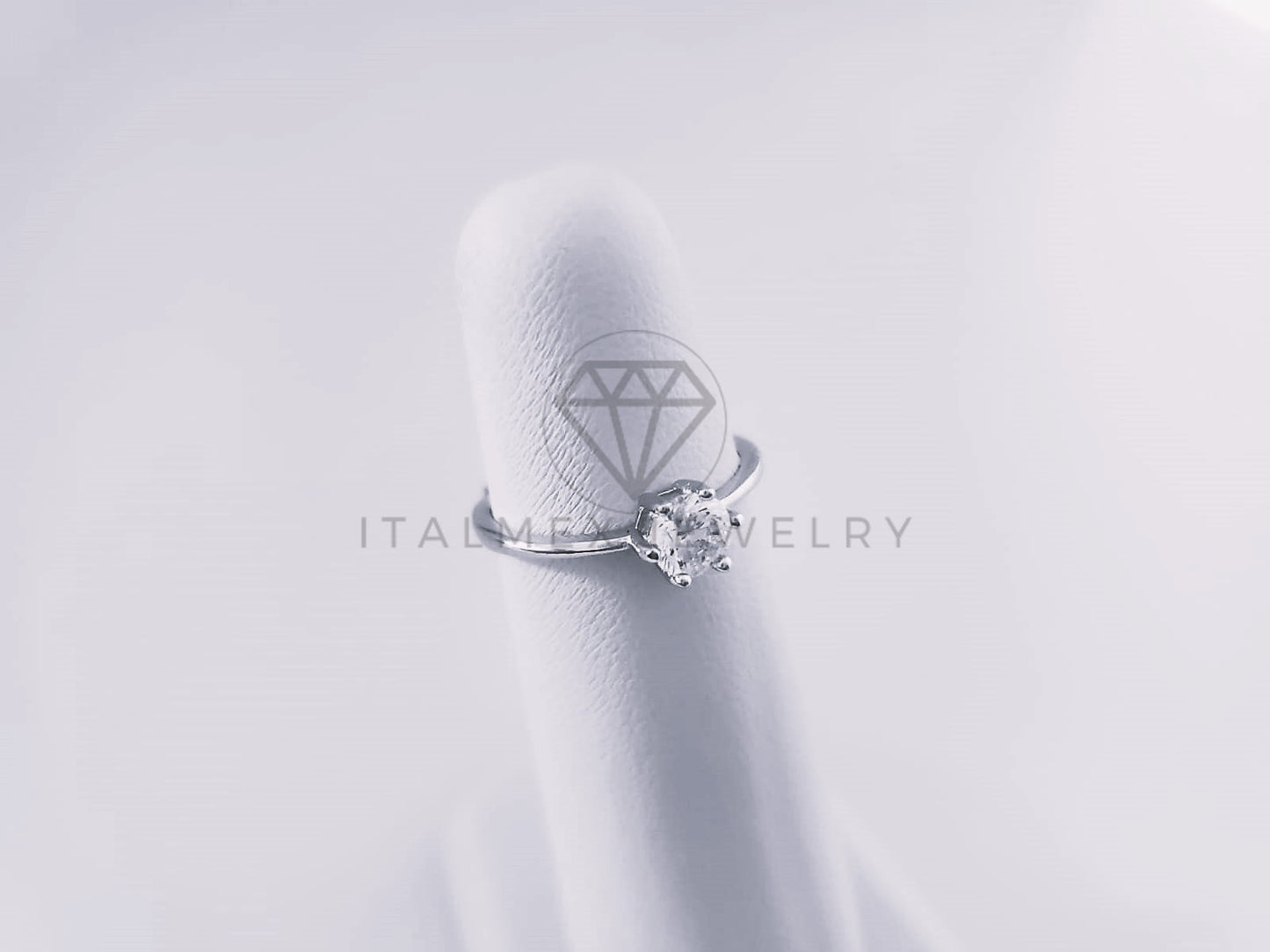 Anillo de Dama - 103606 - Anillo Ajustable Solitario Claro Plata .925