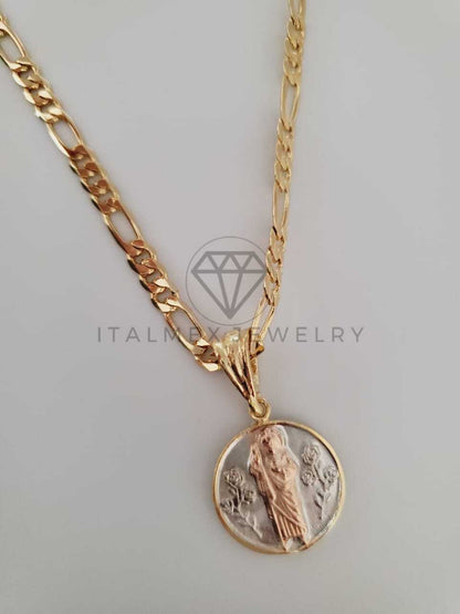 Dije Religioso - 104248 - Medalla Flores San Judas Tamaño Mini Oro Laminado 18K