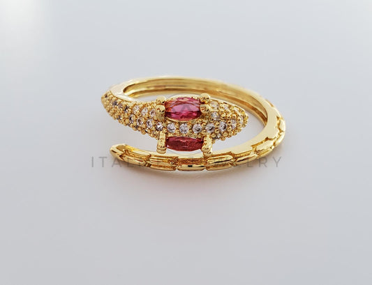 Anillo de Lujo - 101288 - Diseño Serpiente con CZ Rosa Oro Laminado 18K