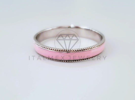 Anillo de Dama - 104714 - Argolla con Esmalte Rosa Plata .925