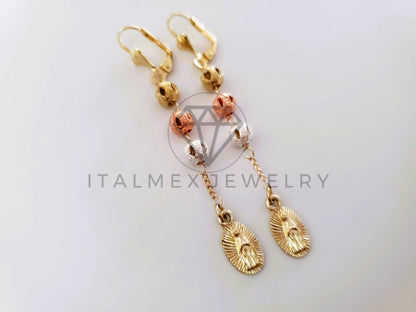 Arete de Lujo - 104611 - Arete Largo diseño de Rosario Virgen Oro Laminado 18K