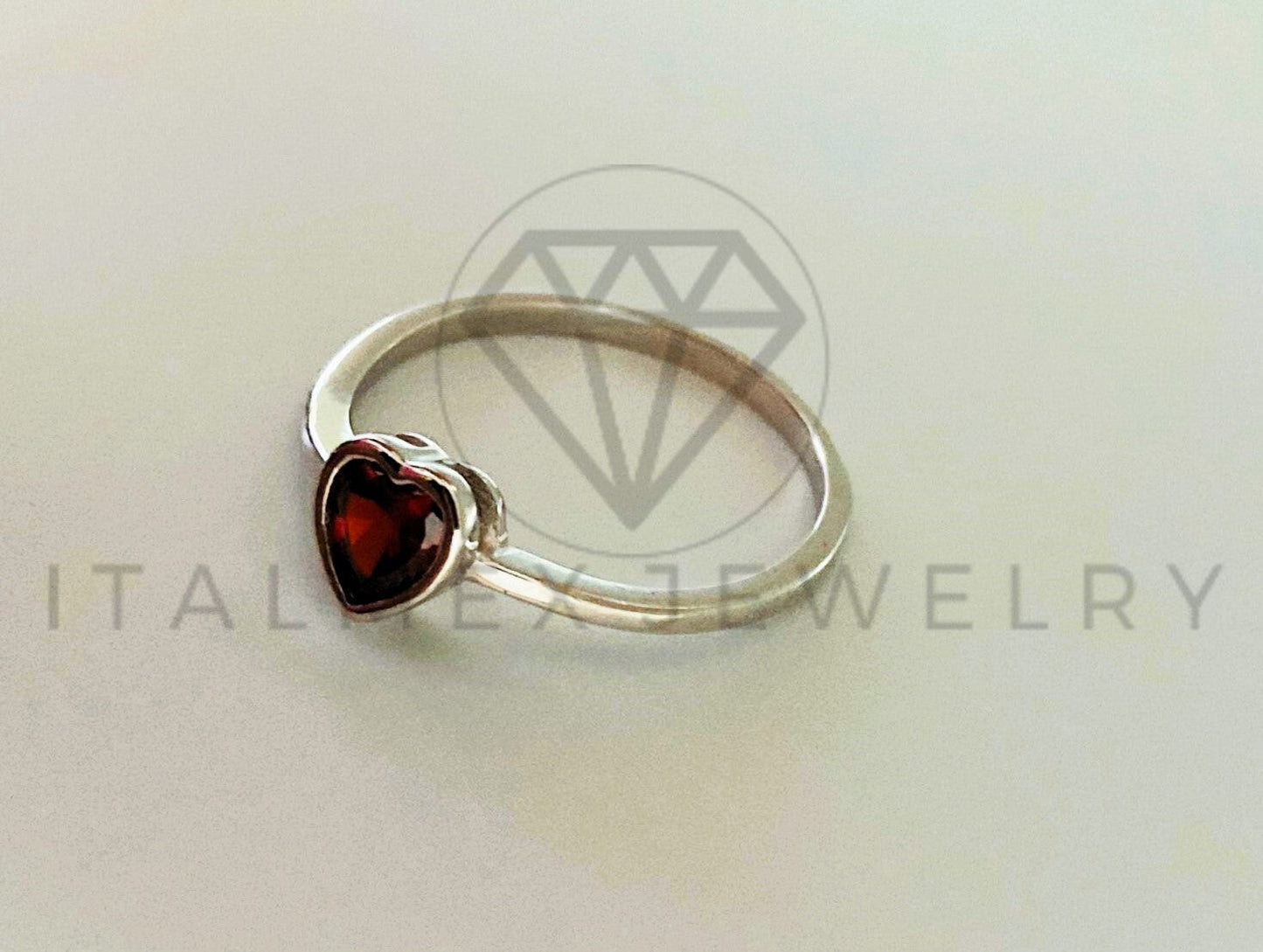 Anillo de Plata - 105420 - Anillo Corazon Circonia Roja Plata .925