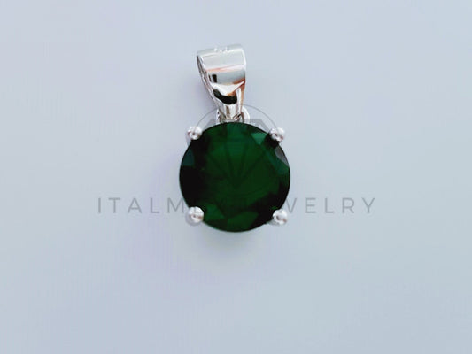 Dije No Religioso - 105002 - Dije Redondo Circonia Verde en Plata Fina .925