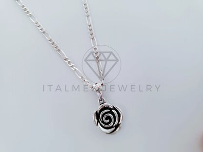 Dije No Religioso - 104829 - Dije Rosa y Petalos Mini Plata .925