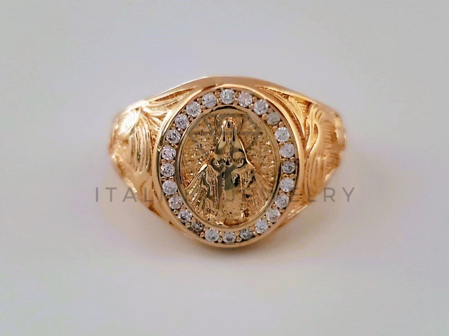Anillo Dama de Lujo - 104552 - Diseño Virgen con CZ Clara Oro Laminado 18K