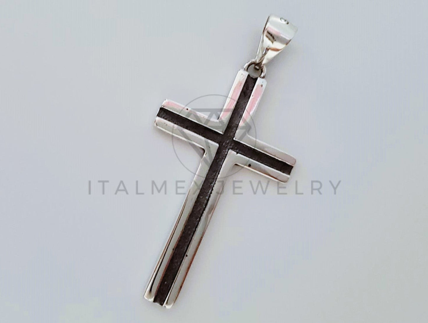 Dije Religioso - 104997 - Dije Cruz Canal Negro Plata .925