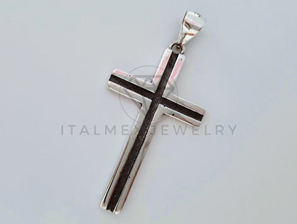 Dije Religioso - 104997 - Dije Cruz Canal Negro Plata .925