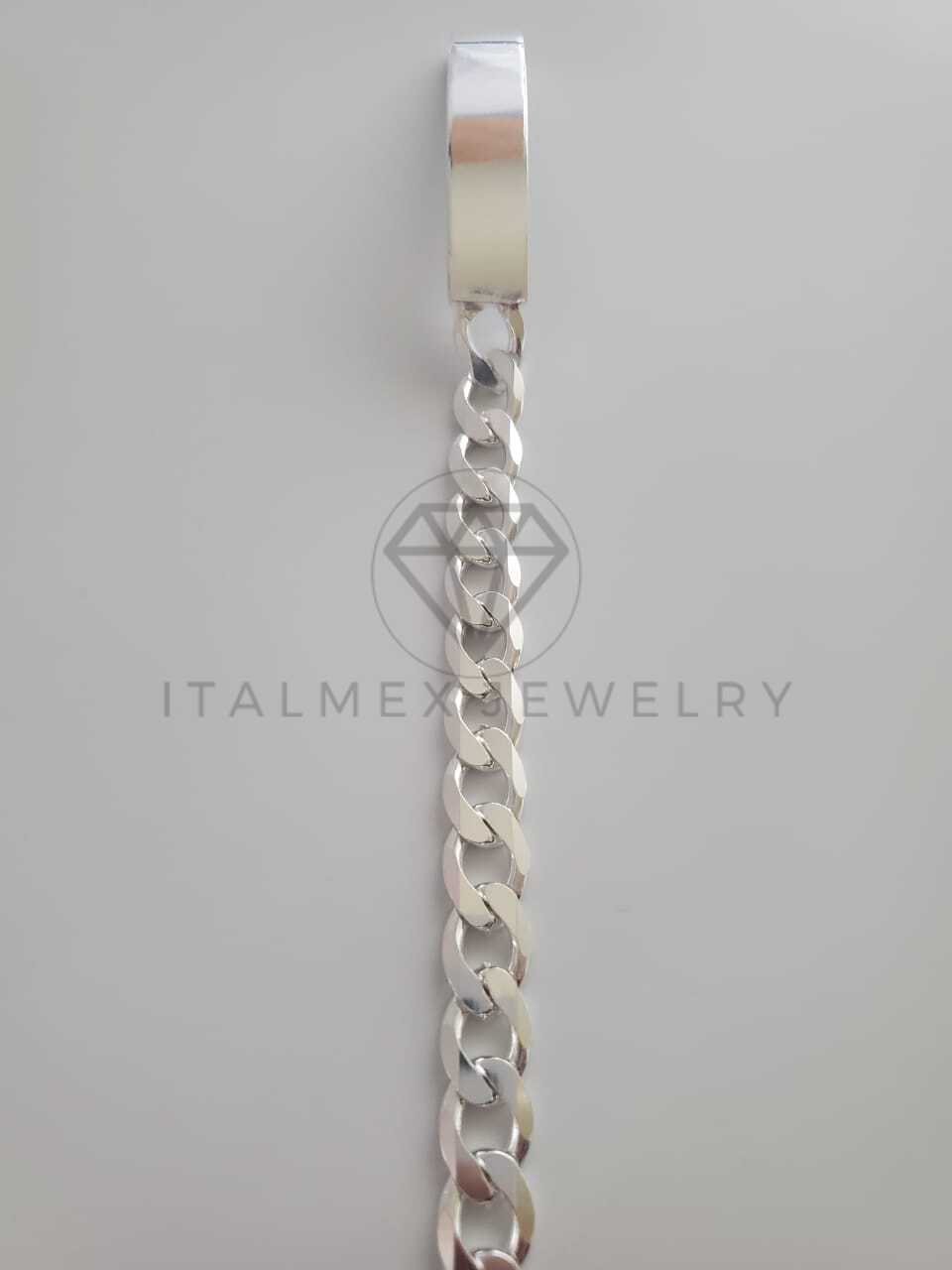 Pulsera de Lujo - 102177 - Esclava Cubana Placa Militar 10mm Plata Fina .925