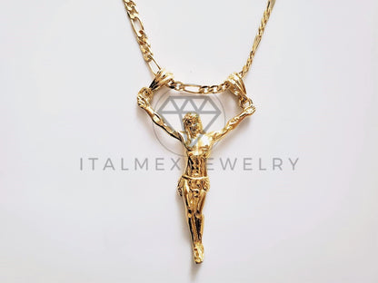 Dije Religioso - 104195 -  Cristo Clásico Grande Oro Laminado 18K
