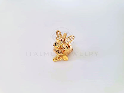 Huggie de Lujo - 104031 - Estilo Mariposa CZ Clara Oro Laminado 18K