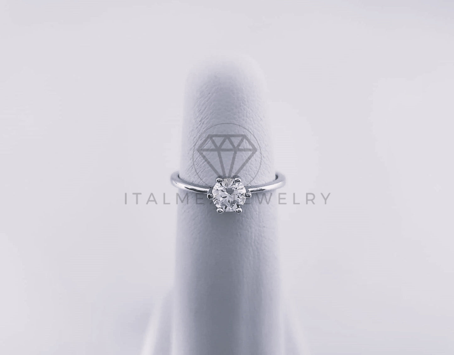 Anillo de Dama - 103606 - Anillo Ajustable Solitario Claro Plata .925