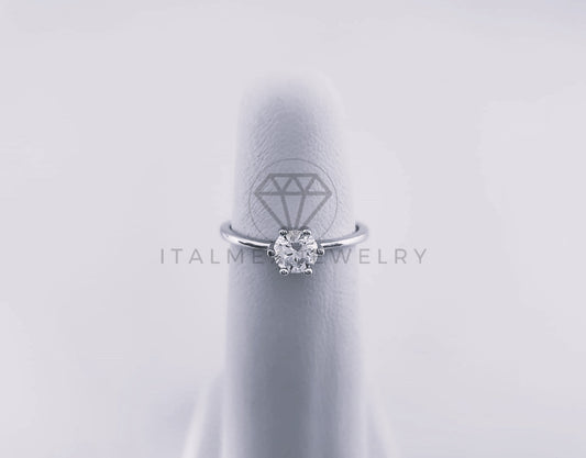 Anillo de Dama - 103606 - Anillo Ajustable Solitario Claro Plata .925